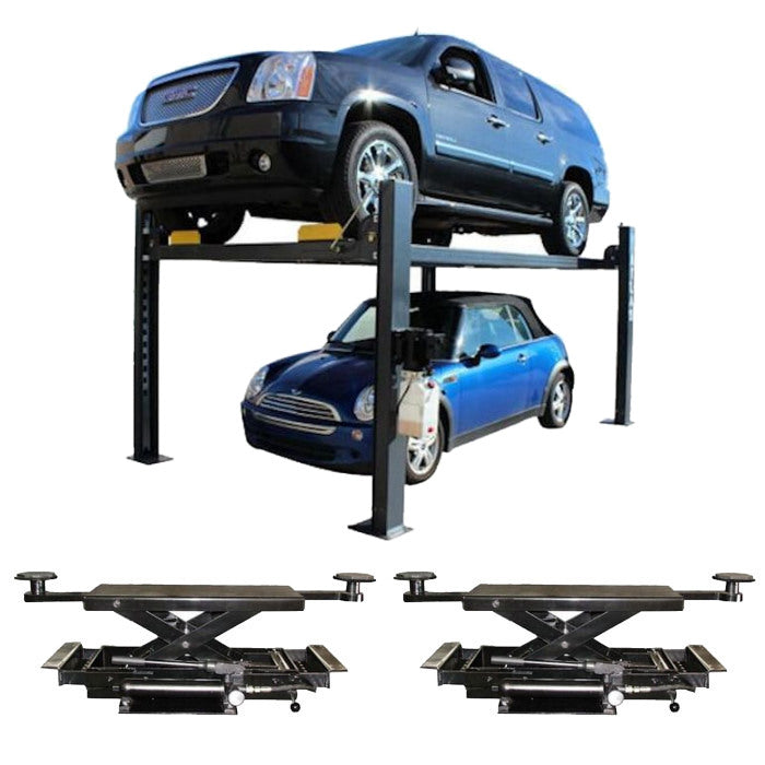 Atlas 408SL Premium Portable Four Post Lift + RJ35 Sliding Jacks Combo