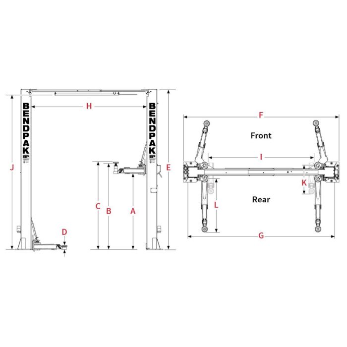 BendPak 10AP-168 Pro Series Two Post Lift 10,000 lbs. Capacity