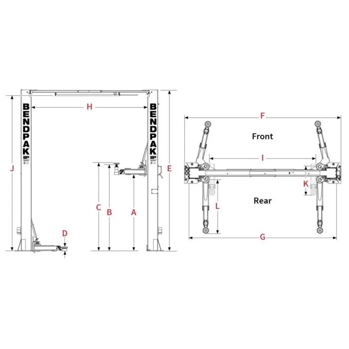 BendPak 10AP Pro Series Two Post Lift 10,000 lbs. Capacity