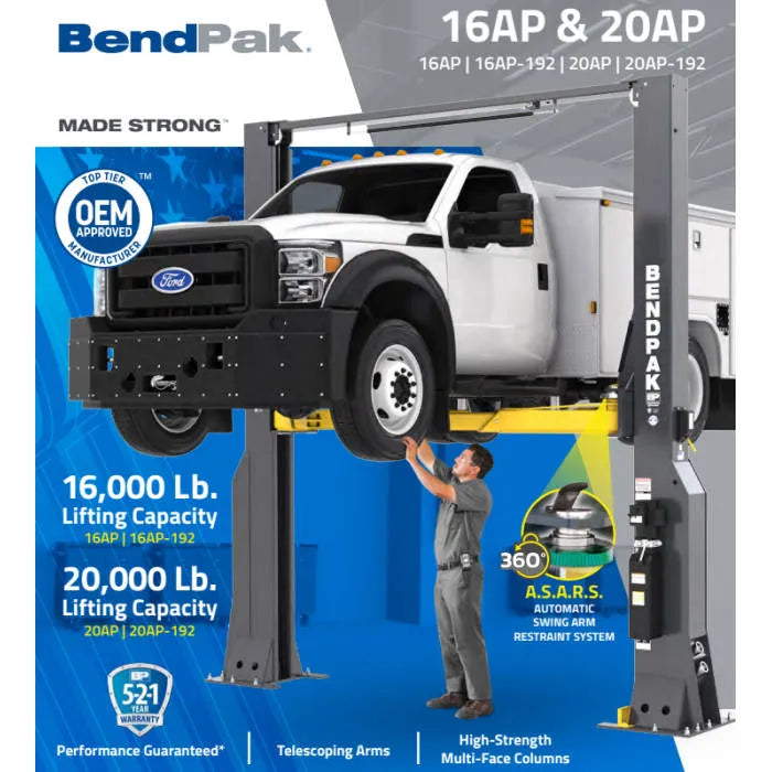 BendPak 16AP Clearfloor High-Rise Two Post Lift