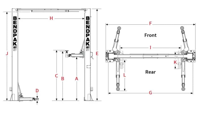 BendPak 10APX Two Post Lift 10,000 lbs. Capacity