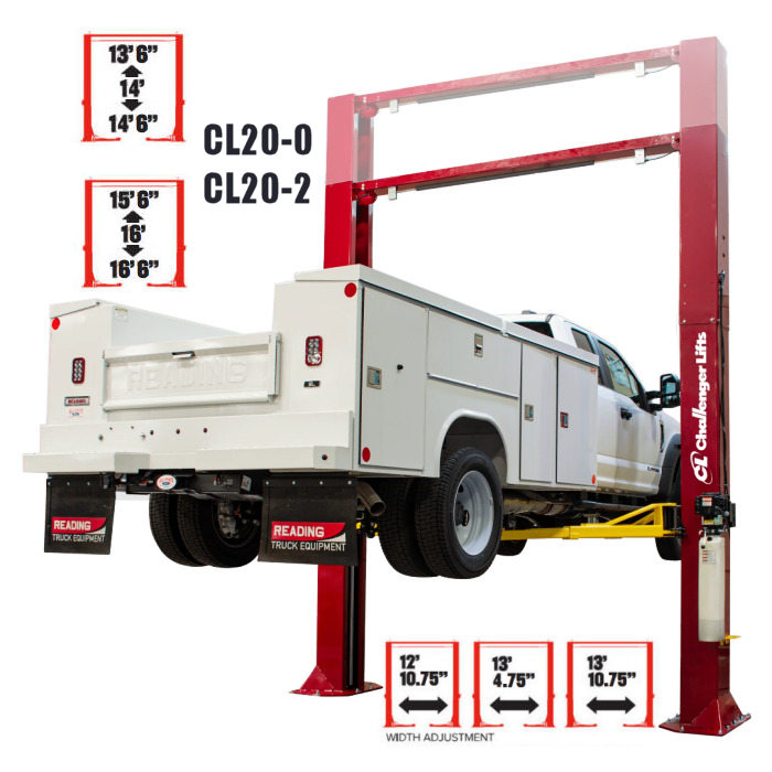 Challenger Lifts CL20-2 Heavy-Duty Two Post Lift Extended Height