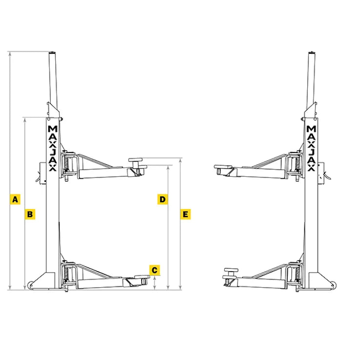 MaxJax M7K Portable Two Post Lift Deluxe Package