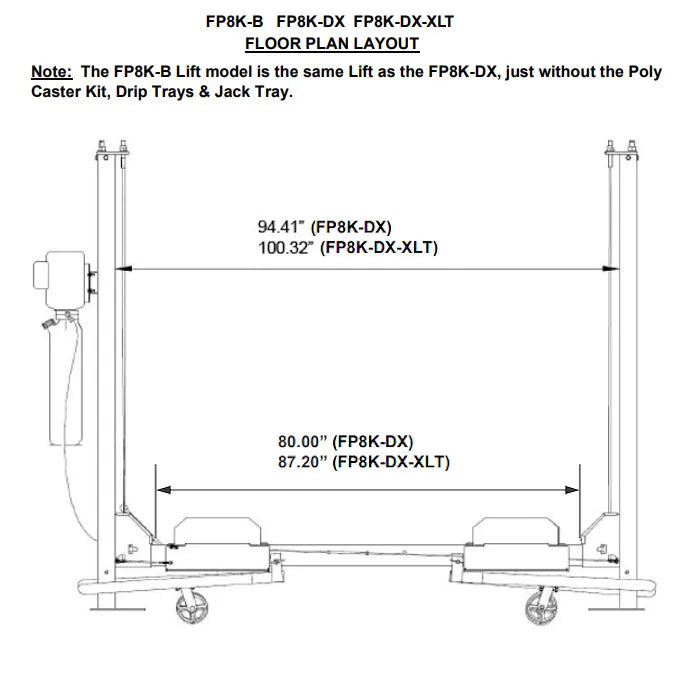 Tuxedo FP8K-DX-XLT Extended Four Post Auto Lift