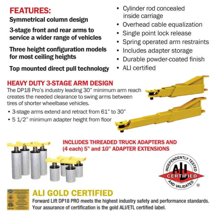 Forward Lift DP18PN001 Premium Heavy-Duty Two Post Truck Lift