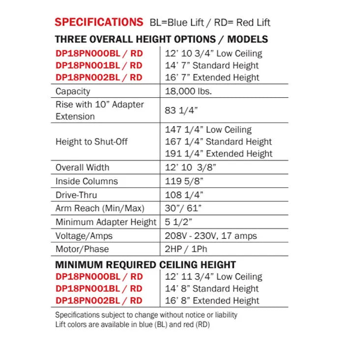 Forward Lift DP18PN002 Premium Heavy-Duty Two Post Truck Lift