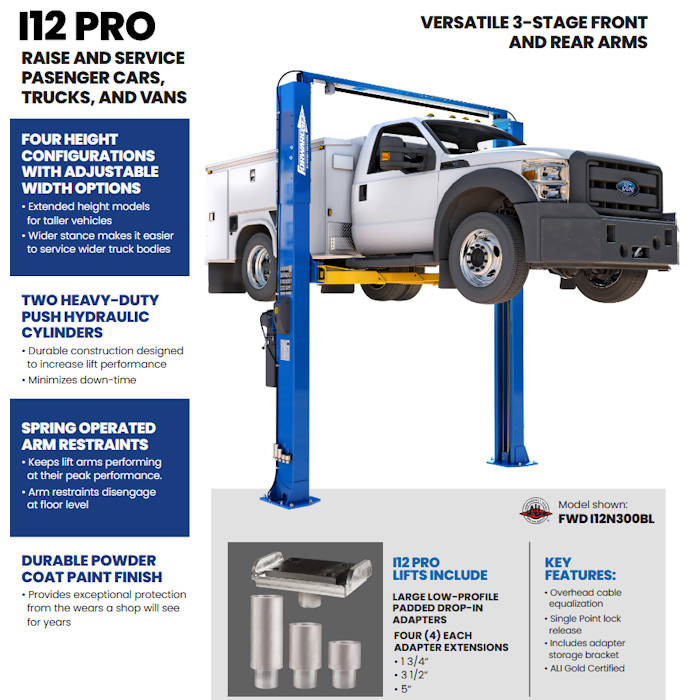 Forward Lift I12N300 Pro 166" Heavy-Duty Two Post Lift