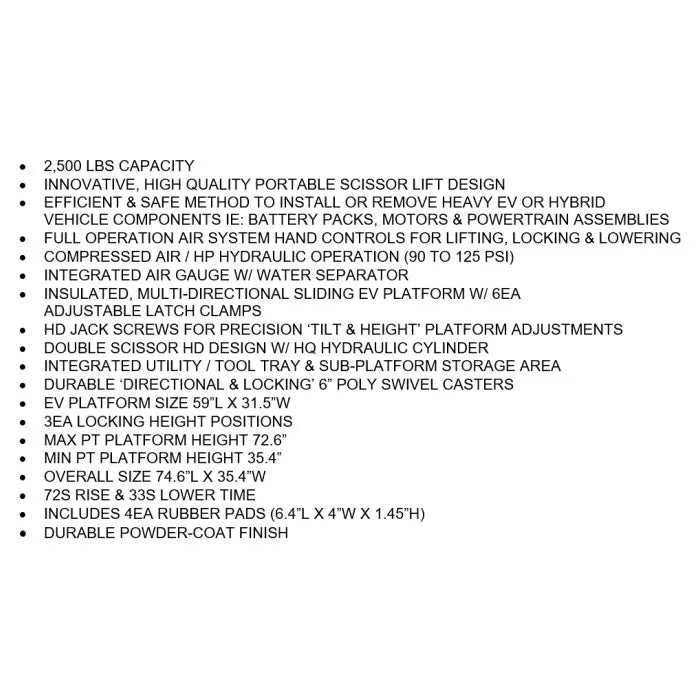 iDEAL LT-EV2500AH-X EV Hybrid Battery Lift Table
