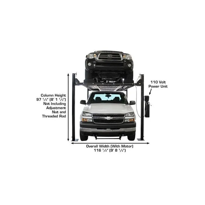 Atlas Garage Pro 8000EXT-L Four Post Lift + RJ35 Sliding Jacks Combo