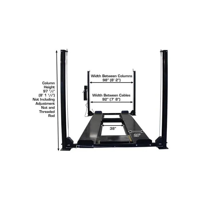 Atlas Garage Pro 8000EXT Four Post Lift + RJ35 Sliding Jacks Combo