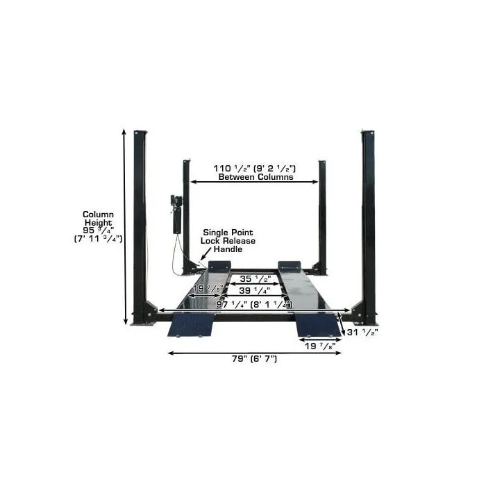 Atlas Garage Pro 9000 Four Post Lift + RJ6BK Rolling Jacks Combo